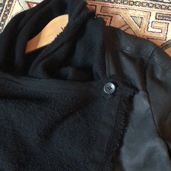 *RARE* Free People Shawl Collar Moto Jacket Black Denim Size 0 - Picture 8 of 13